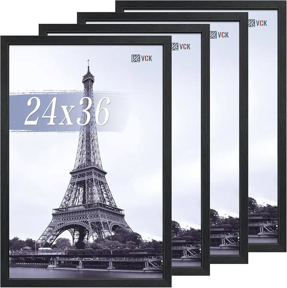 VCK 24x36 Poster Frame Black 4 Pack, Wide Wood Border, for Gallery Wall