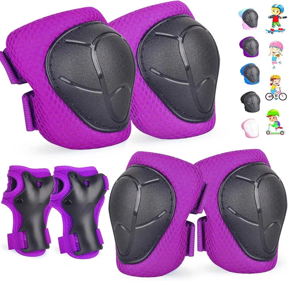 Kids/Youth Knee Pads and Elbow Pads Set for Kids 3-14 Years Boys Girls Protective Gear Set Adjustable Knee Pads, Elbow Pads, Wrist Guards Skateboard Skating Skiing Cycling Biking Running Scooter