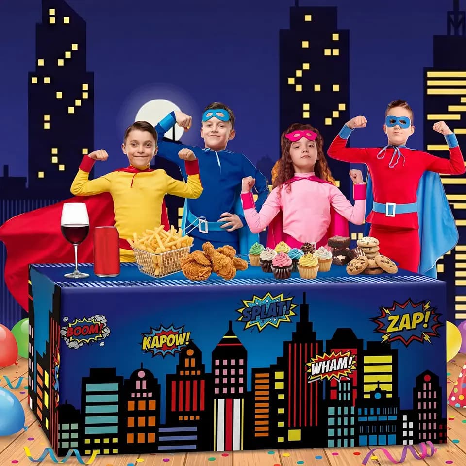 Oudain 6 ft Hero Theme Tablecloth Hero Party Decoration 72 x 30 Inches
