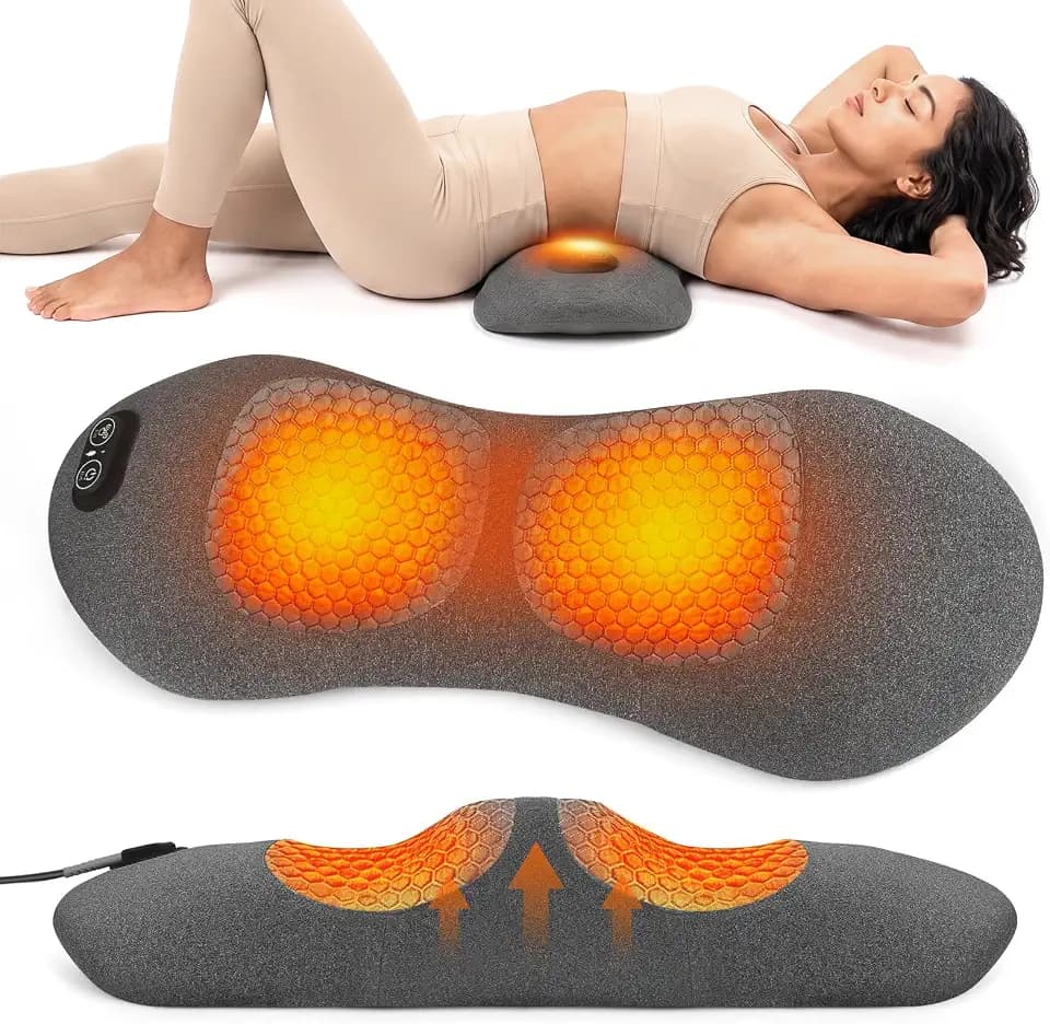 3in1 Triple Fusion Back Massager - FSA Eligible HSA Lumbar Support Pillow with Electric Stretching, Vibration Heat,Back Massager for Lower Back Pain Relief and Spine Support,Sciatica Pain Relief