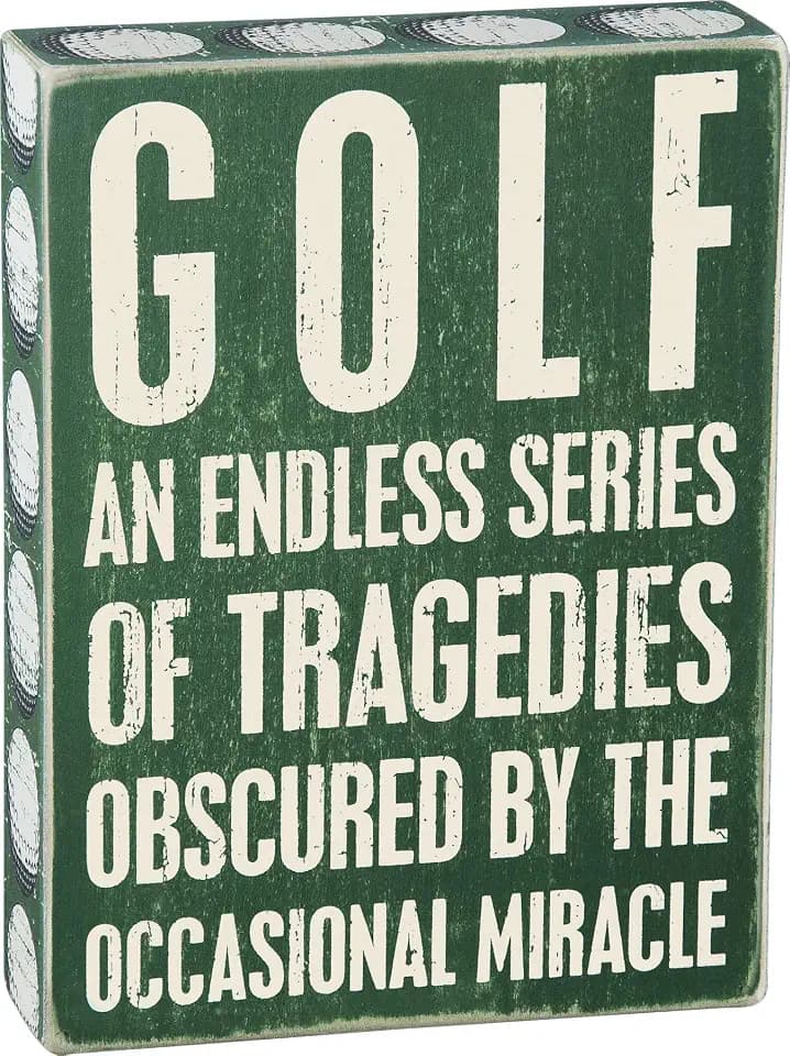 Primitives by Kathy 24687 Green Ball Trimmed Box Sign, 6 x 8-Inches, Golf Tragedies