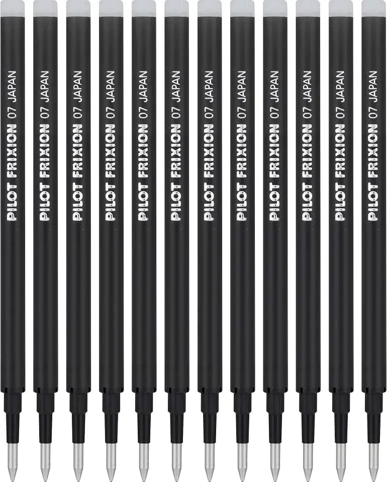 Pilot FriXion Ball Gel Ink Refills for Erasable Pens, 0.7mm, Black 12-Pack