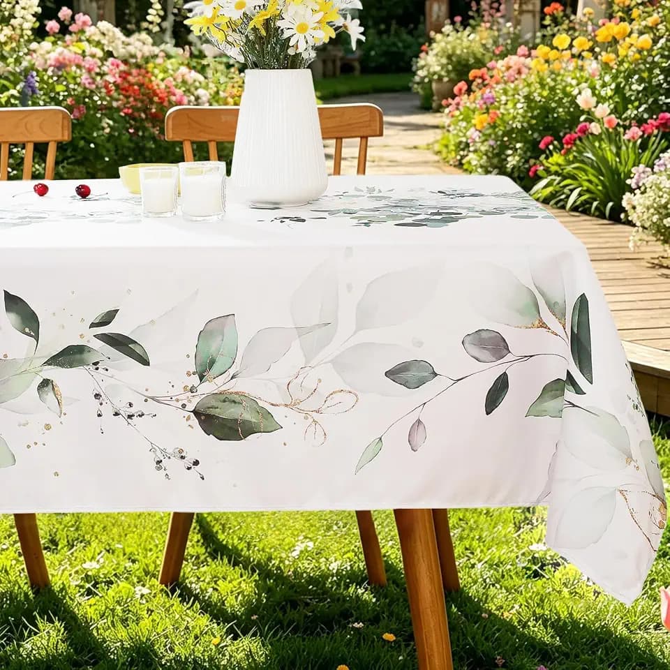SASTYBALE Eucalyptus Floral Tablecloth 60x84 Inch Rectangle