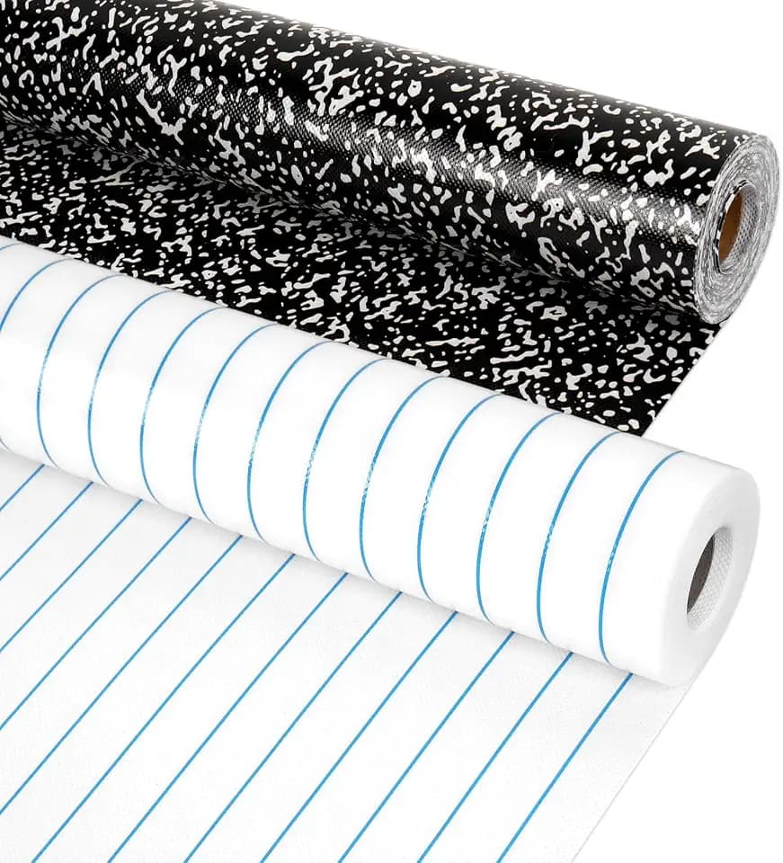 JarThenaAMCS 2 Rolls Back to School Bulletin Board Roll Lined Composition Notebook Waterproof Erasable Bulletin Board Paper Roll for DIY Craft Office Classroom Wall Decoration, 17 in x 16.4 Ft