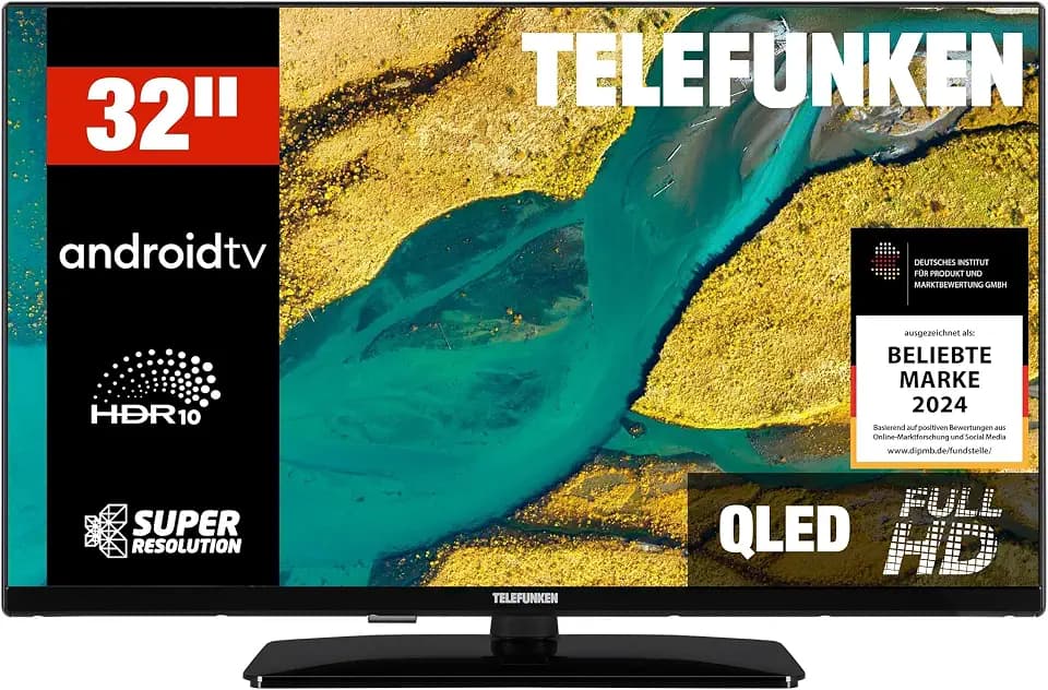 TELEFUNKEN D32Q751X2CW QLED Fernseher 32 Zoll Smart TV Android TV Full HD, HDR Fernseher mit integriertem Triple-Tuner, QLED TV (2026)