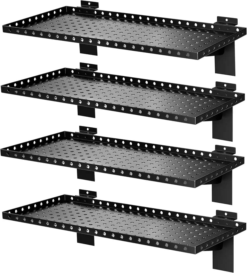 4 Pack Heavy Duty Slatwall Shelves 10 X 24 Inch, Black