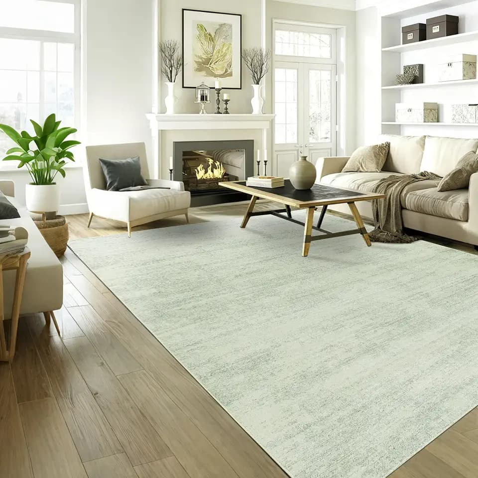 BILEEHOME Sage Green Area Rug 5x7, Boho Abstract Washable Rugs for Nursery
