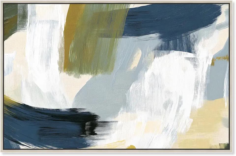 Art Remedy Color Block Abstract Canvas, 54" x 36", Silver Frame, Textured Greens II