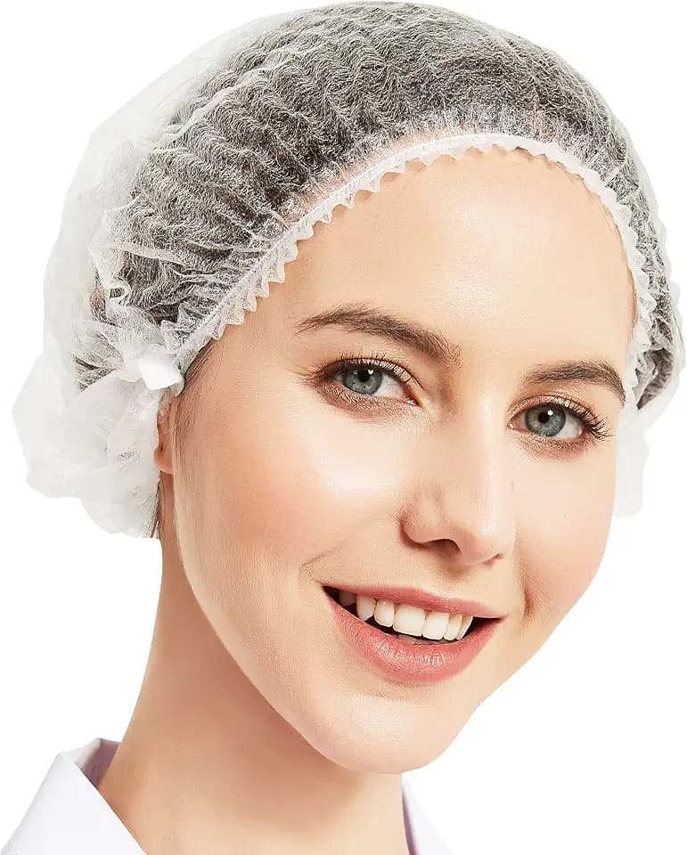 ProtectX 100 Pack White Disposable Hair Nets Bouffant Caps for Women, 21"