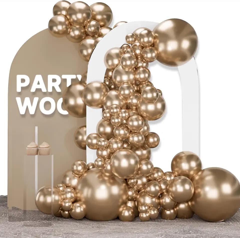 PartyWoo Metallic Gold Balloons 123pcs Chrome Gold Balloons Different Sizes