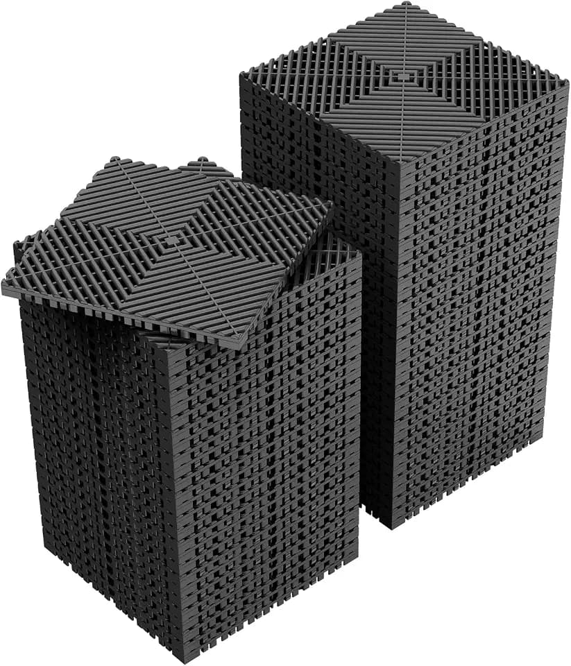 Jocoevol 60-Pcs Interlocking Tile, 12" x 12" Indoor/Outdoor Self-Drainage Interlocking Floor Tiles, Non-Slip Heavy-Duty Polypropylene Splicing Flooring Tile for Garage Patio Pool Bathroom, Black