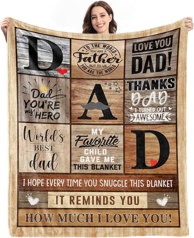 Gift for Dad from Daughter Son - Fathers Day Dad Gifts Blanket