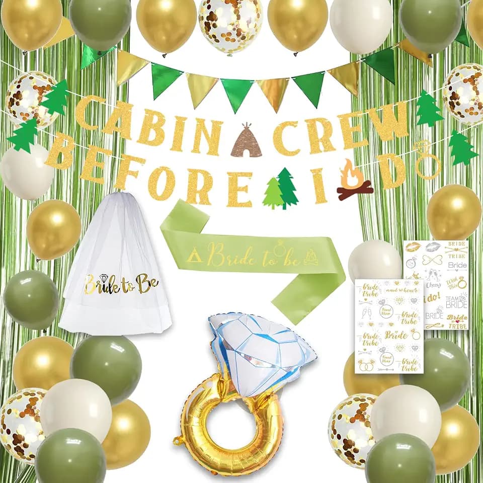 Roetyce Camp Bachelorette Party Decorations, Cabin Crew Before I Do Banner