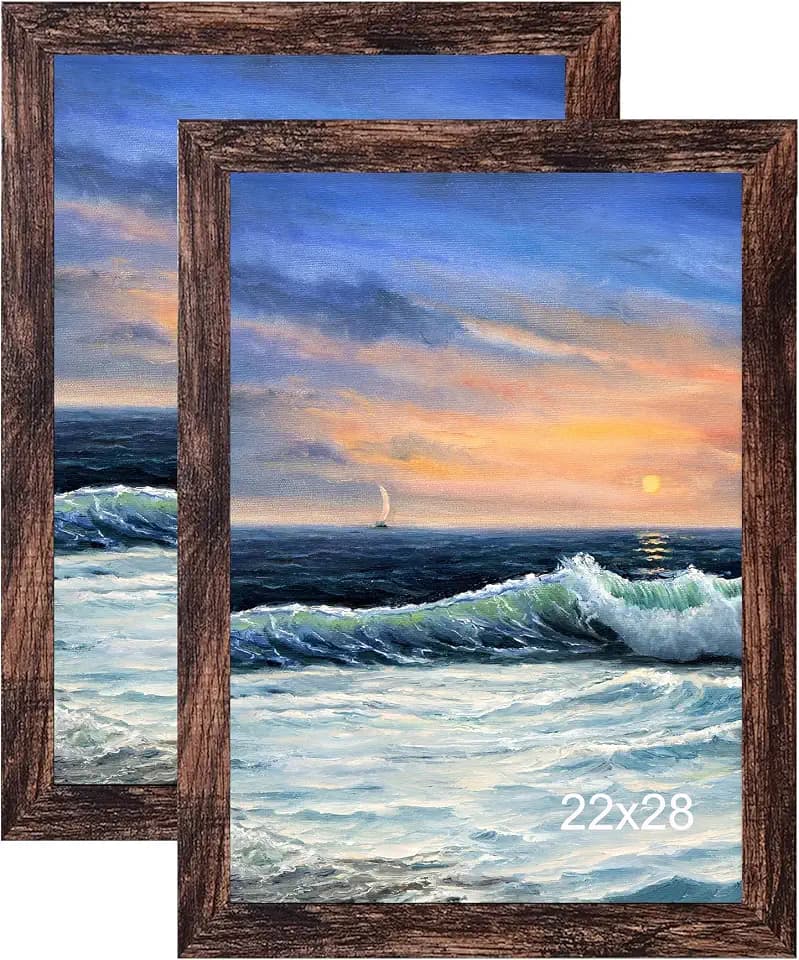 LUCKYLIFE 22x28 Picture Frame, Wall Hanging Poster Frames, Display Pictures 22 x 28 without Mat, Pack of 2, Brown