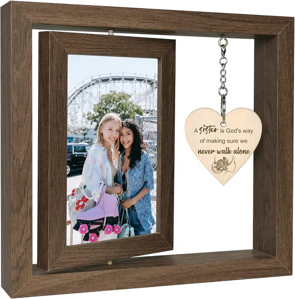 EYITUPC Rotating Wood Sister Picture Frame BFF Besties Birthday Gift
