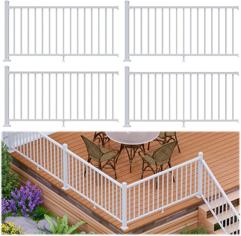 Egadis 36 in x 6 ft Modular Aluminum Porch and Deck Railing Kit, White