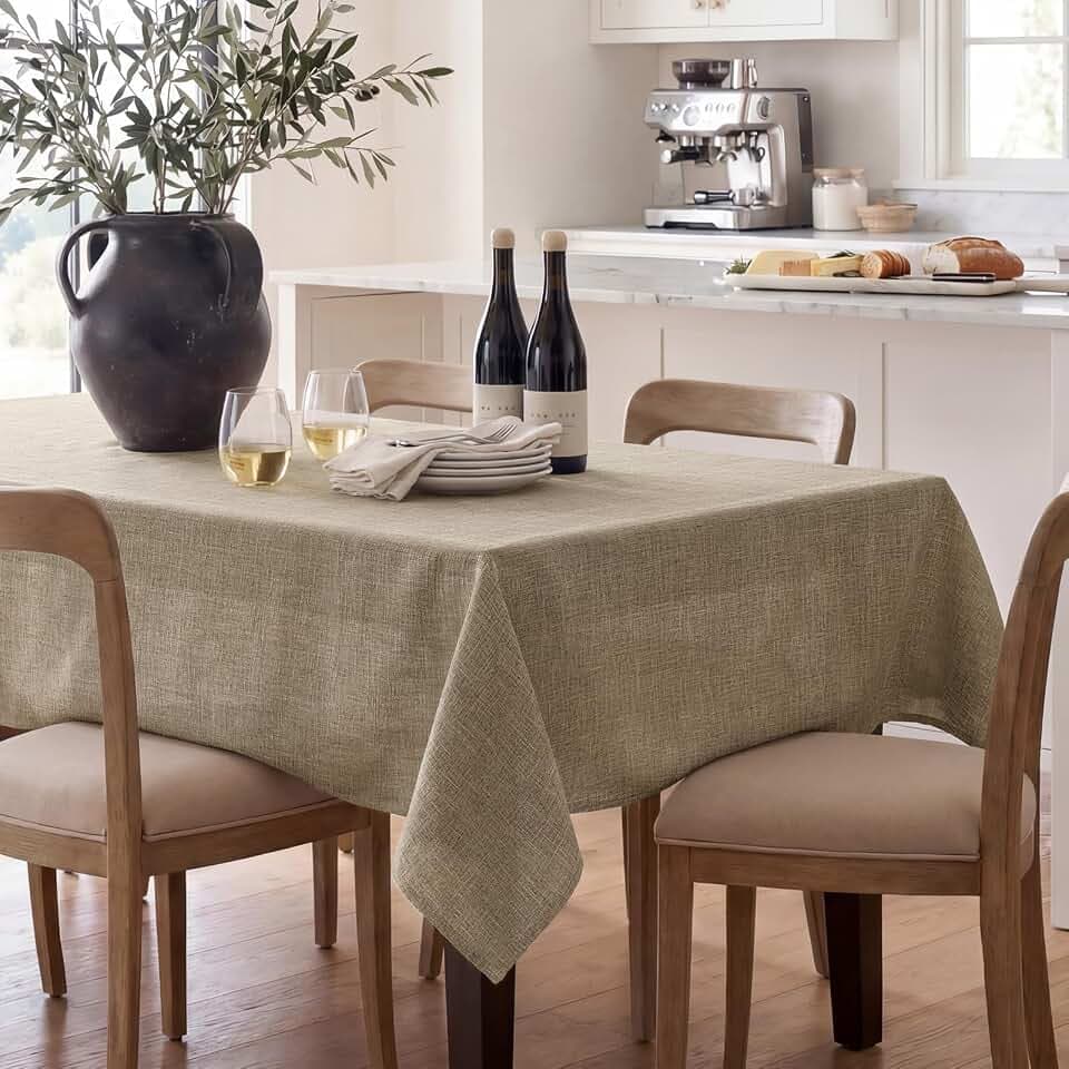 NOVILYS Rectangle Tablecloth with Linen Textured, 60 x 120 Inch, Brown