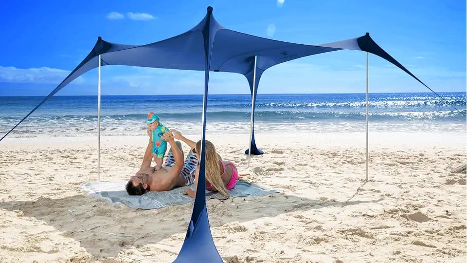 SUN NINJA Beach Tent Sun Shelter, Beach Shade Canopy with UPF50+ Protection