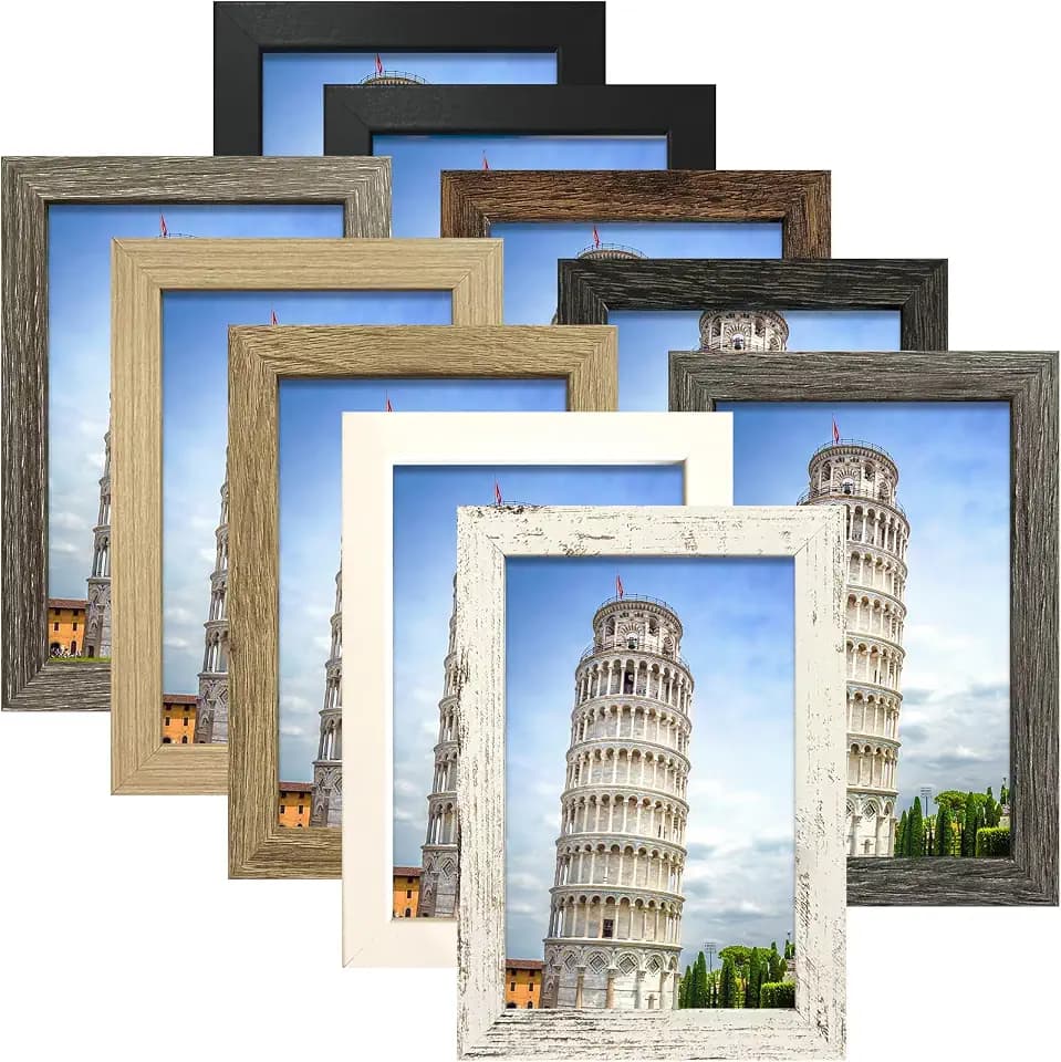 SESEAT 5x7 Pictrue Frame Set of 10, Wall and Tabletop Display, Mix Multi Color
