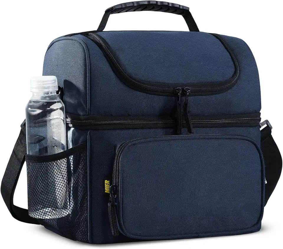 MIER Men's Insulated Lunch Box Large Lunch Bag Cooler for Outdoor Dark Blue