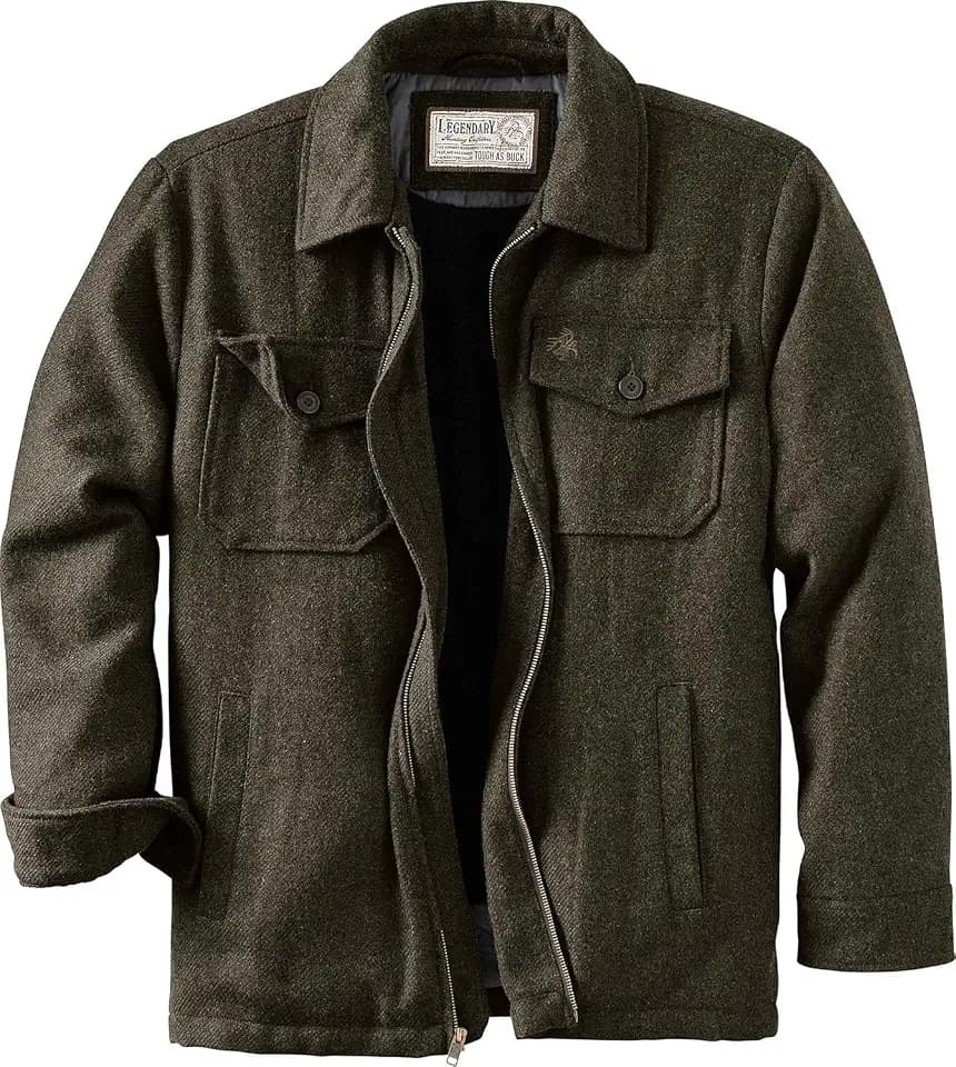 Legendary Whitetails Mens Wool Coat Sherpa Lined Heavyweight Jacket