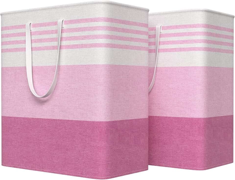 WOWBOX 2 Pack Laundry Baskets, Collapsible Dirty Clothes Laundry Hampers