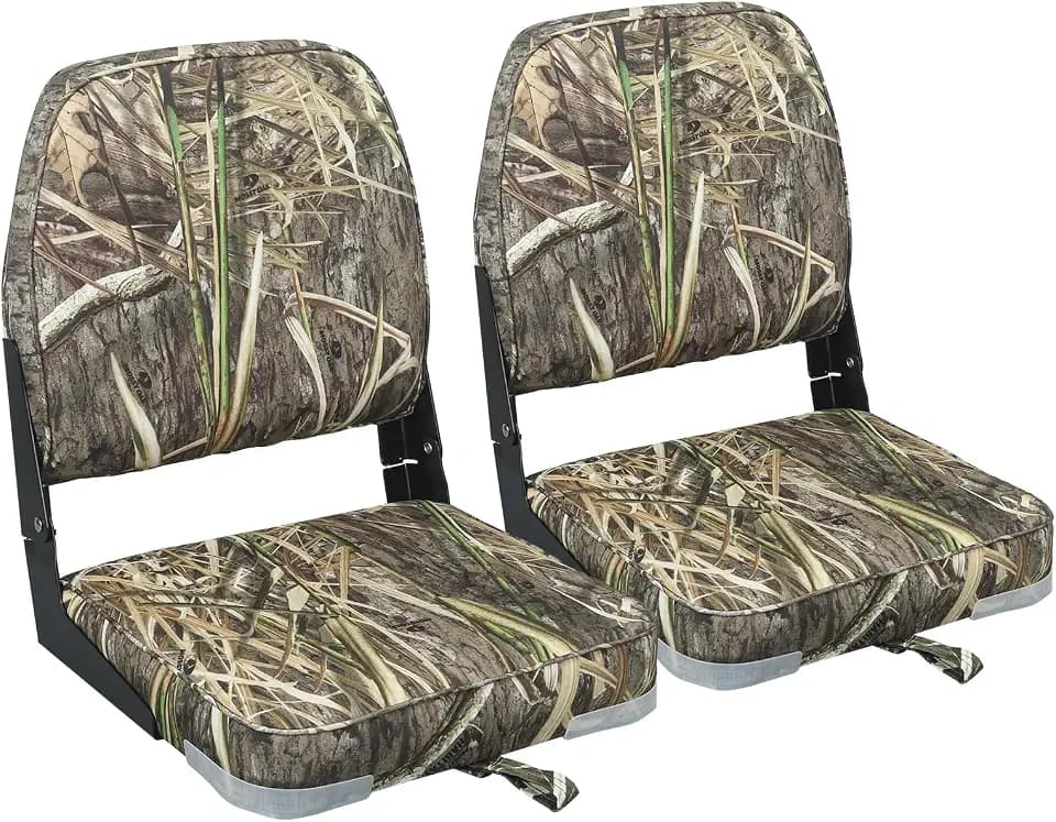 ERGOSEAT Folding 2 Pack Boat Seats Padded Camo Fishing Boat Chair Bass Jon