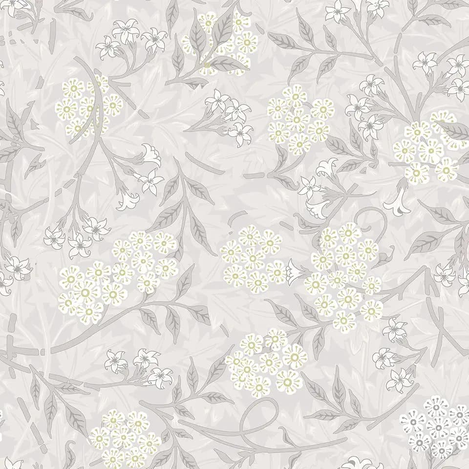VEELIKE Dove Gray Jasmine Floral Wallpaper Peel and Stick Vintage William Morris Wallpaper for Bedroom Nursery 17.7''x118'' Removable Meadows Wall Paper Self Adhesive Contact Paper for Cabinet Drawer