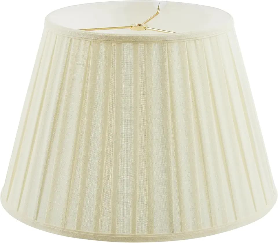 Aspen Creative 33201 Box Pleated Large Empire Spider Construction Lamp Shade, Off-White Linen Fabric, 10-1/2" Top x 16" Bottom x 11" Slant