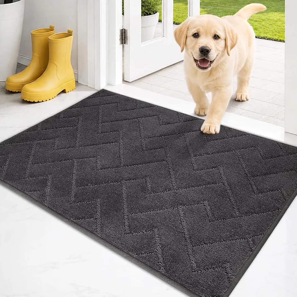 PURRUGS Dirt Trapping Door Mat Indoor Entrance, 20" x 31.5", Charcoal
