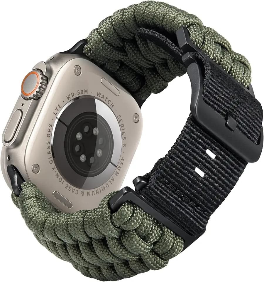 BINLUN Kompatibel mit Apple Watch Armband 49mm 46mm 45mm 44mm 42mm, Geflochten Paracord Nylon Sport Ersatzarmband Passt für iWatch Armbänder Series Ultra2/Ultra/10/9/8/7/SE2/SE/6/5/4/3/2/1 Herren