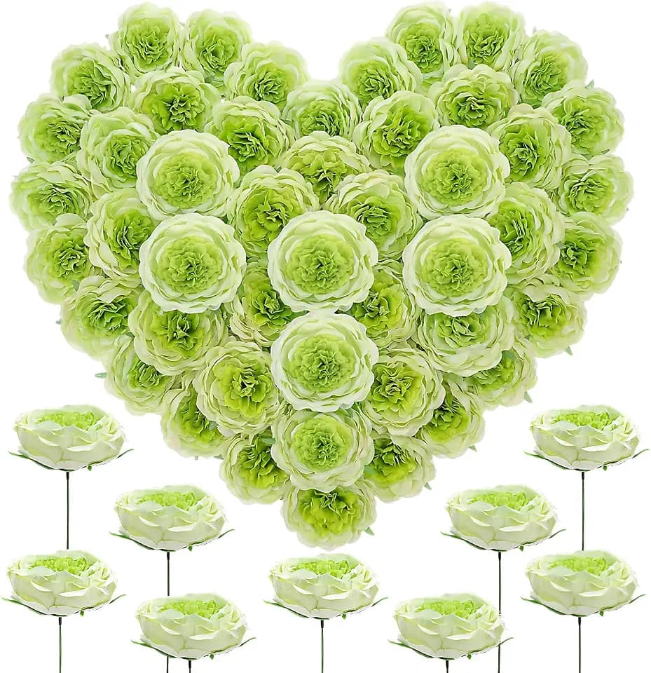 Suncalla 36 Pack Artificial Austin Rose Peonies 4.7 Inch, Green