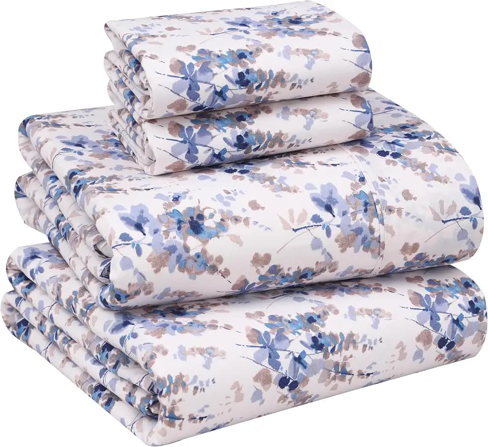 RUVANTI 100% Cotton Full Sheets, Percale Bedding Full Size Set, Maple