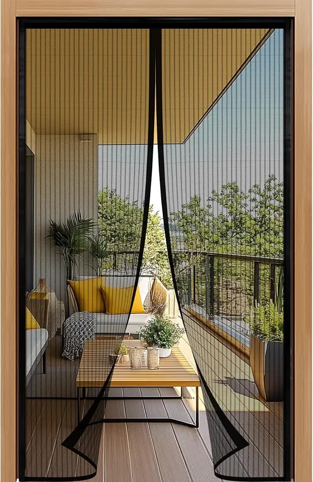 Fliegengitter Balkontür 75x190cm | Magnet-Insektenschutz, Ohne Bohren, Einfache Klebemontage | Ideal für Balkontüren, Terrassentüren und Haustüren (Schwarz)