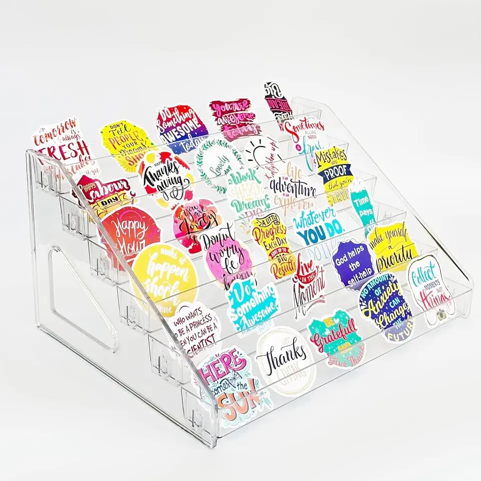 Sticker Display Stand, 7-Tier Acrylic Card Display Risers for Vendors