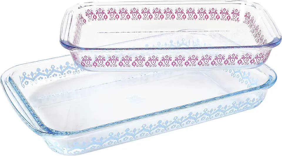 Spice by Tia Mowry Spice Cloves 2 Pack 3.1 QT and 2.3 QT Oven, Dishwasher, and Microwave Safe Borosilicate Glass Bakeware Set