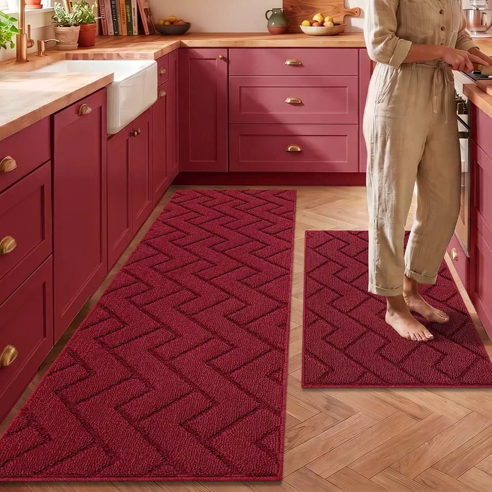hicorfe Kitchen Runner Rug,20"x59"+20"x32" Kitchen Set,Non-Slip Kitchen Mat