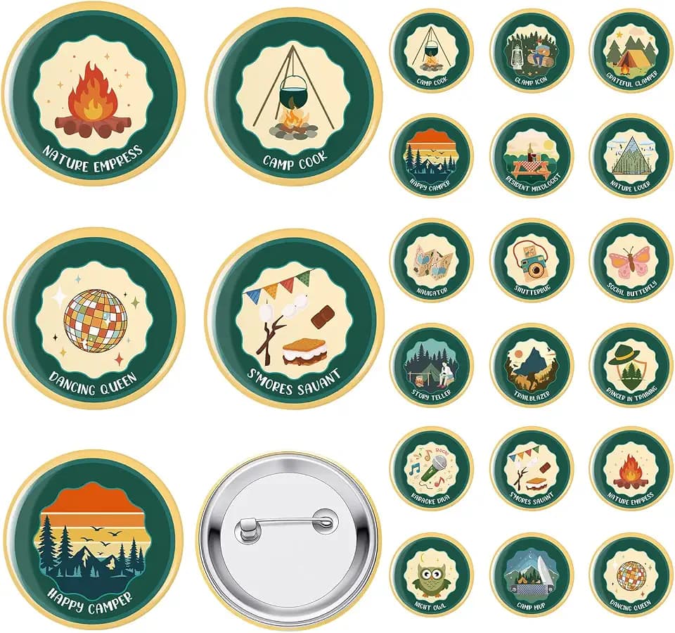 Camp Bachelorette Pins Camping Bride Buttons Badge Set