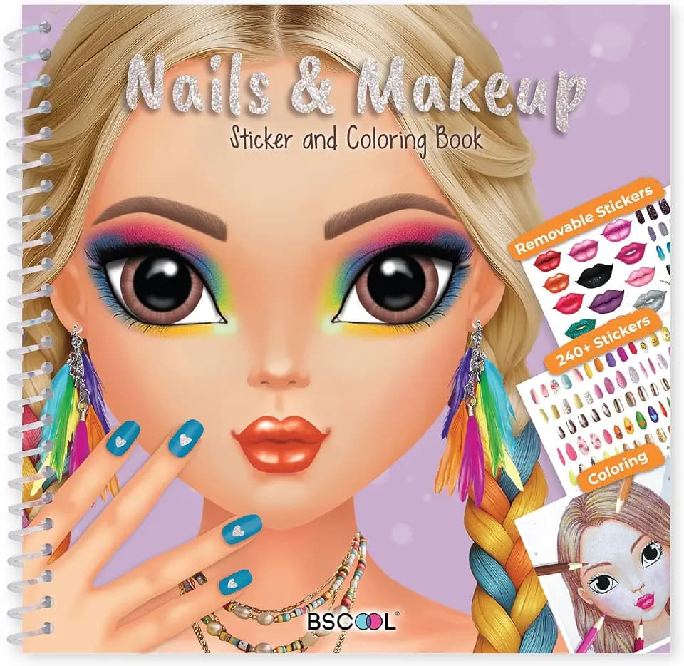 BSCOOL Nail Sticker Book for Kids – Drawing Coloring Makeup