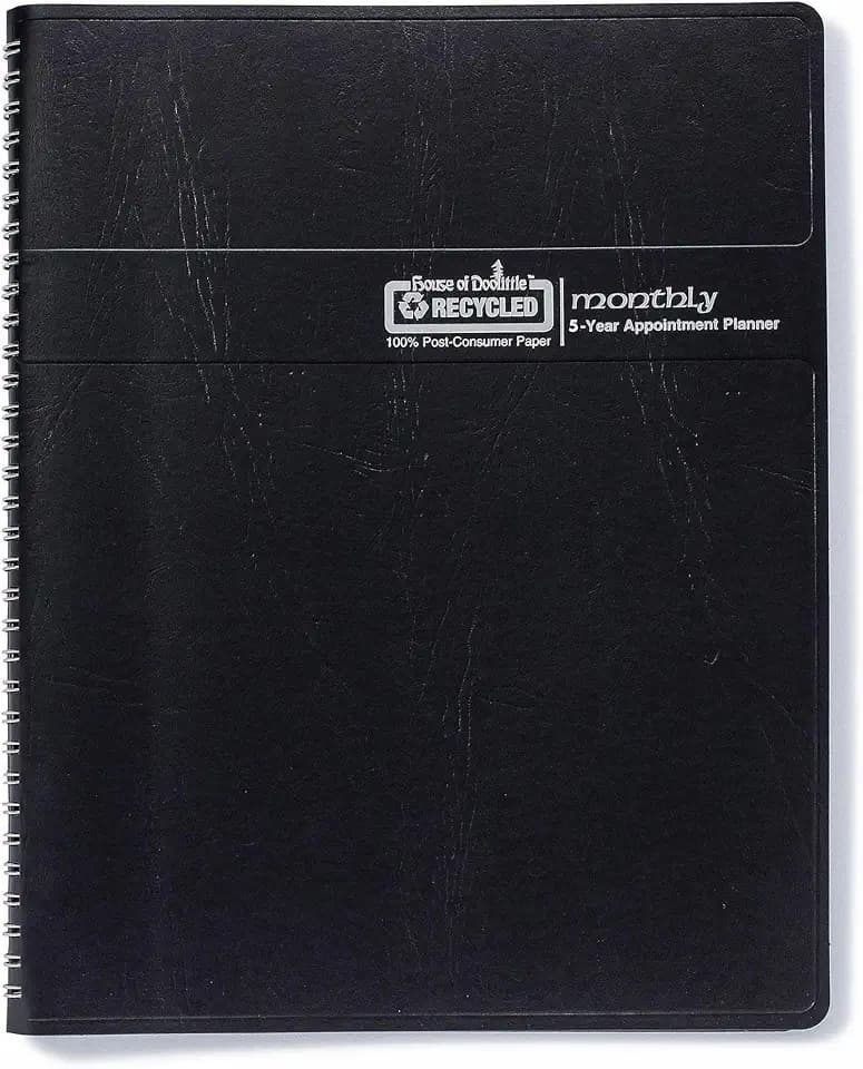 House of Doolittle 5 Year Monthly Calendar Planner, December 2026 to January 2032, 1 Month Double Page Layout, 8.5" x 11", Black Cover