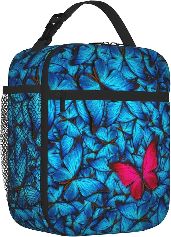 Lunch Bag Lunch Box for Women Men, Reusable Insulated Lunch Tote Bag, Leakproof Thermal Cooler Sack Food Handbags Case High Capacity for Travel Work School Picnic (Butterfly 33)