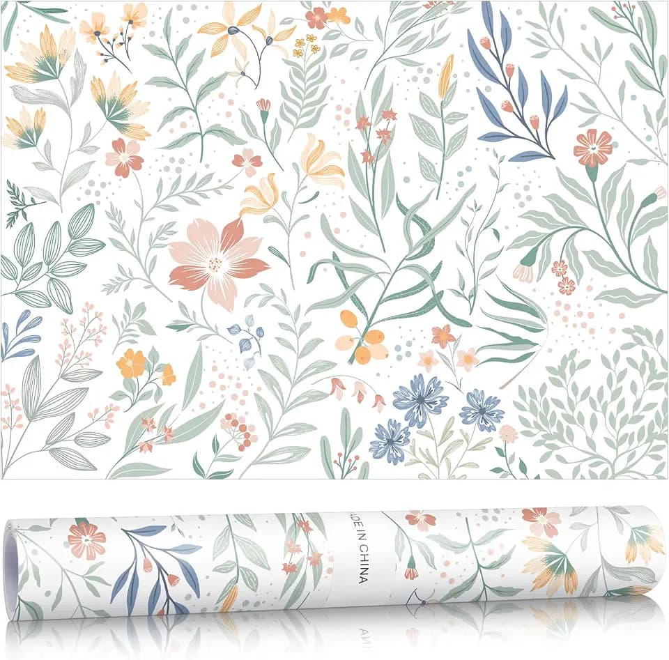 Gersoniel 10 Sheets Floral Pattern Drawer Liners for Dresser
