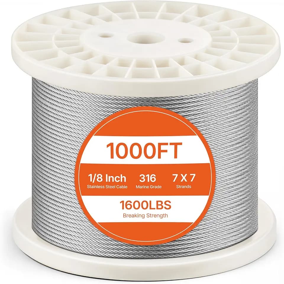 VEVOR Drahtseil-Set, Ф3,18mmx305m, 316 Edelstahlkabel mit Schneider und Handschuhen, 7,1kN Bruchfestigkeit, 7 x 7 Litzen, Bauqualität für Handläufe, Treppen, Terrassen, Zäune im Freien