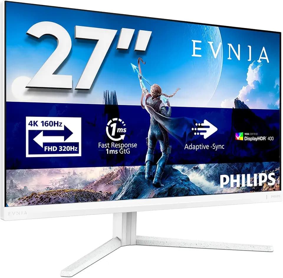 PHILIPS Evnia 27M2N5901A - 27 Zoll UHD Gaming Monitor, 160 Hz, 1 ms, G-Sync comp., HDR400 (3840x2160, 160Hz, 2X HDMI 2.1, DisplayPort 1.4, USB-C (65 W Power Delivery), USB Hub) schwarz grau
