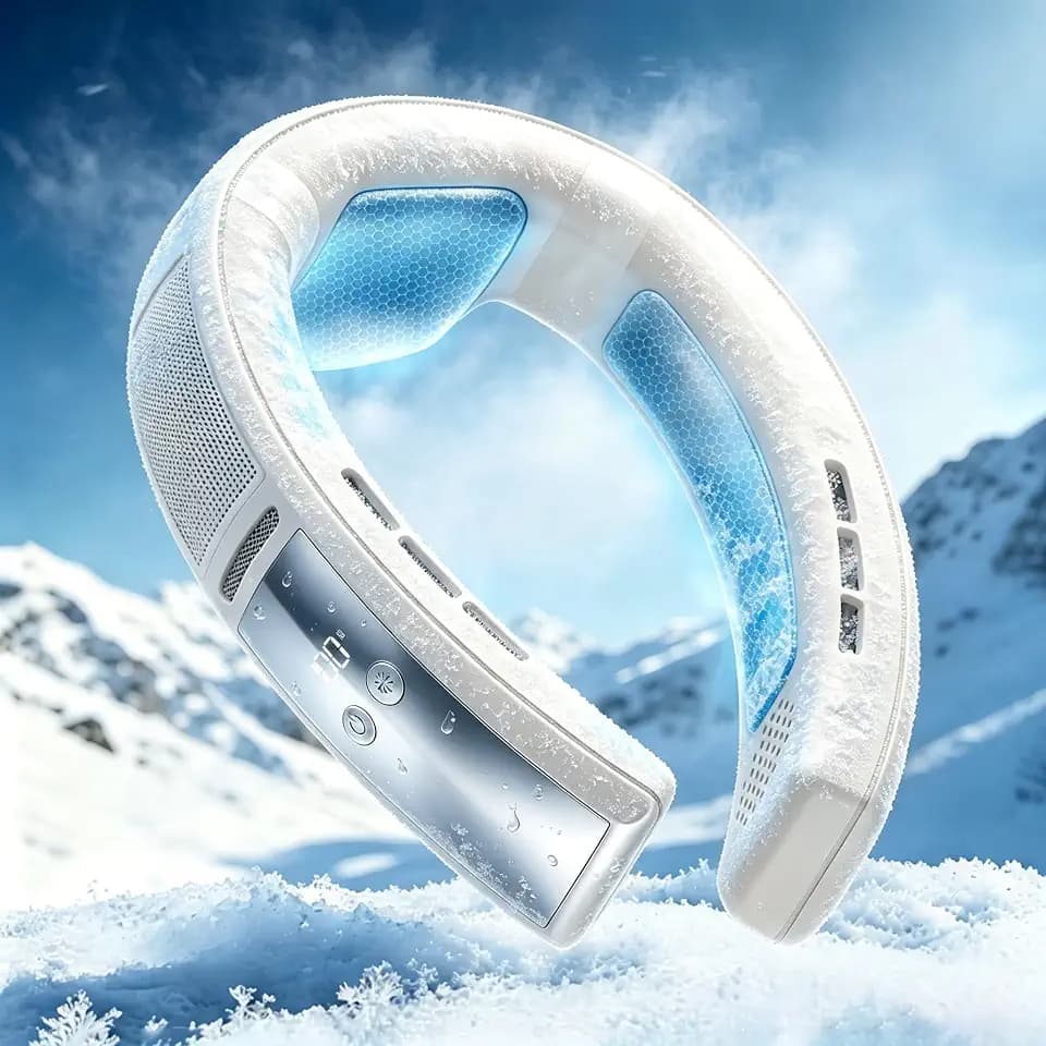 2026 Latest Neck Air Conditioner, Quiet Anti-Hair Pinch Bladeless Fan, 10000 mAh Long Endurance Version Portable Neck Fan, Great Gift for Father's Day & Graduation Season, Off-White