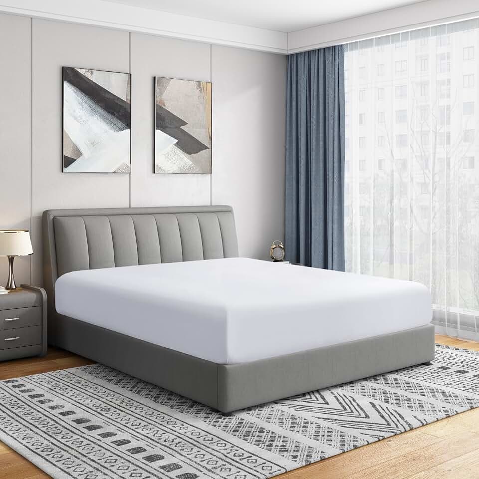 Cathay Home King Fitted Sheet Only, 14" Deep Pocket, White
