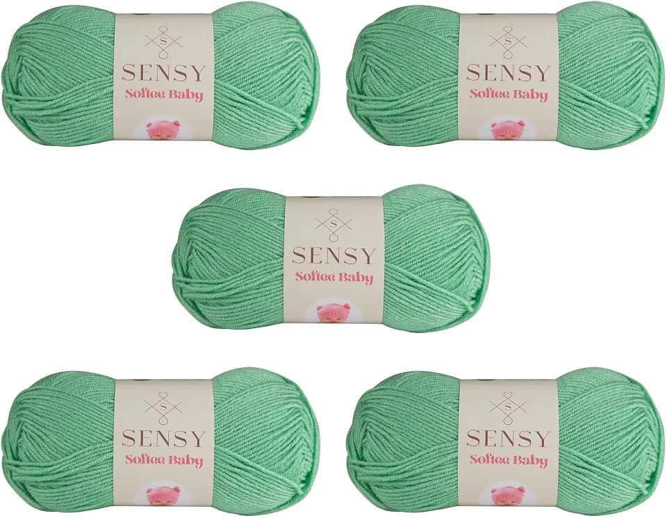 S Sensy Softee Baby-Premium Anti-Pill Acrylic Yarn 5 Skeins Siamese Green