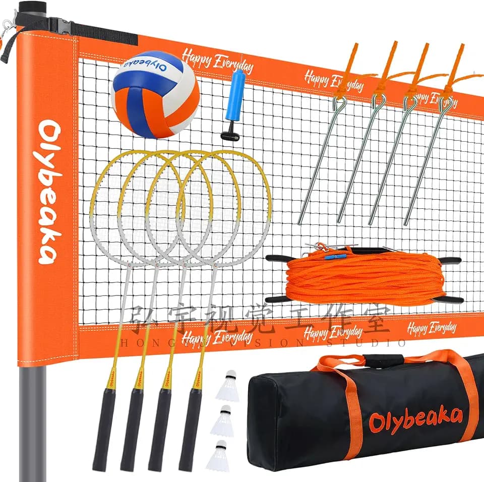 32FT Badminton Volleyball Combo Net Set System for Backyard Lawn Beach