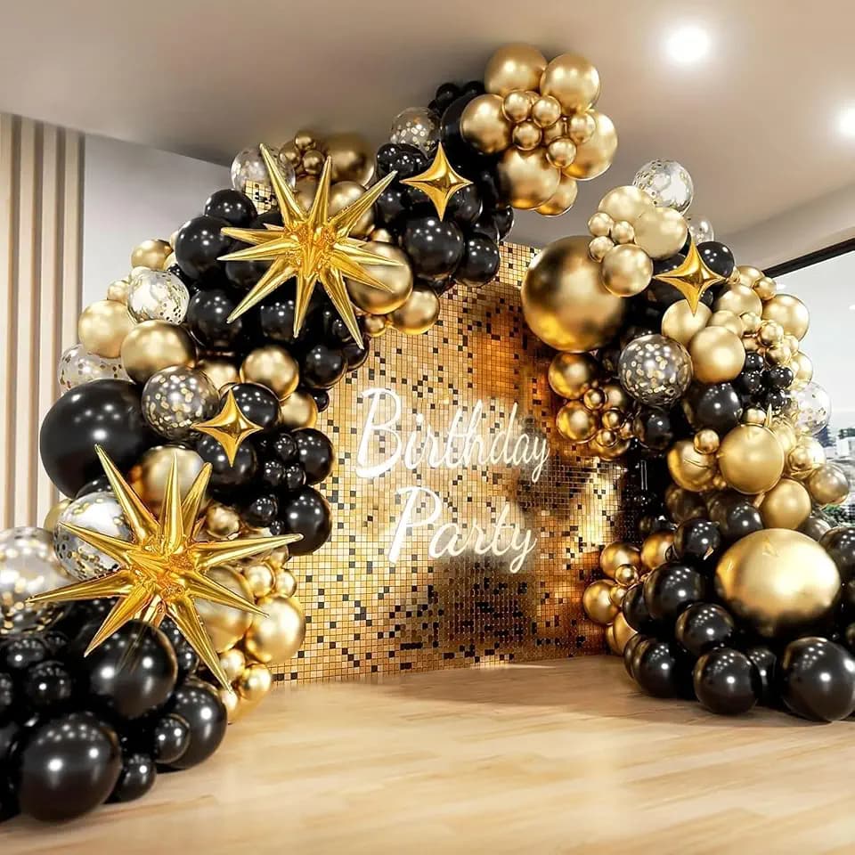 Black and Gold Balloon Arch Kit 117 PCS, Gold and Black Party Decoration
