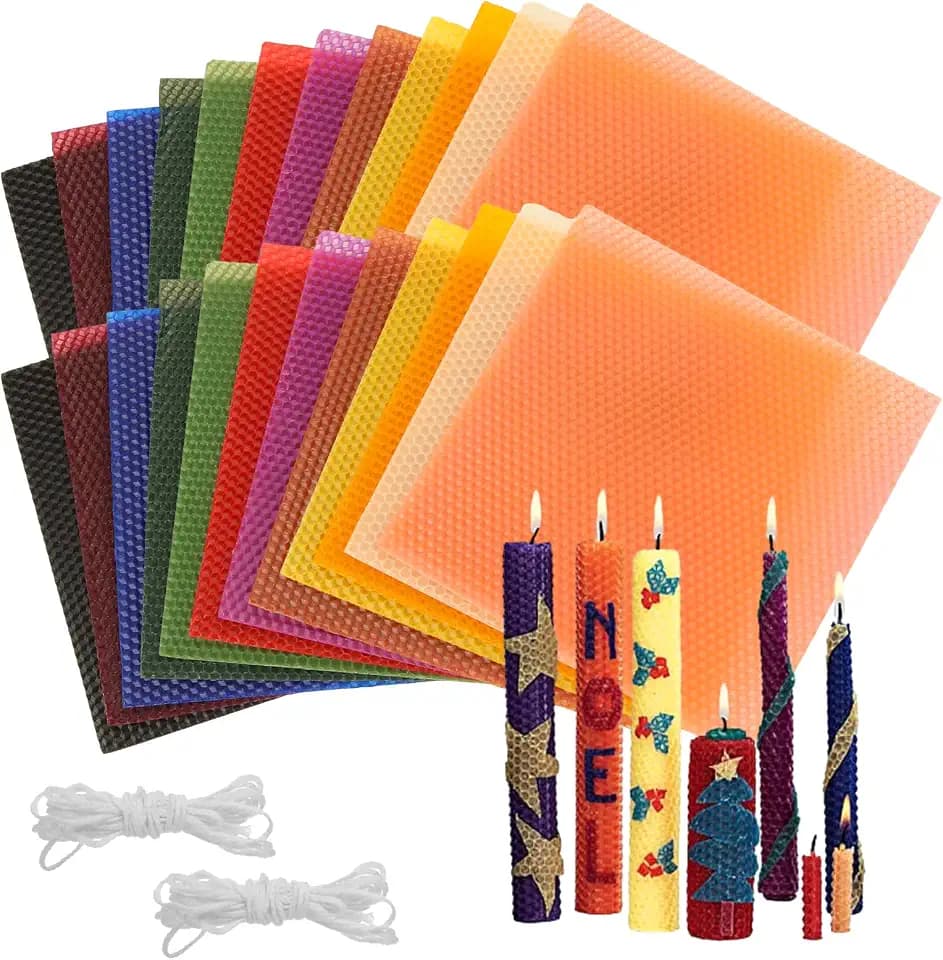 GBACHOOSE 24PCS Beeswax Sheets for Candle Making 8x8 inch, 12 Colors